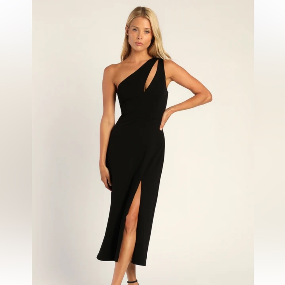 Lulus black one shoulder formal dress